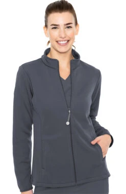 Women's Med Tech Zip Front Solid Scrub Jacket