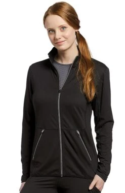 Women's Sporty Zip Front Solid Scrub Jacket
