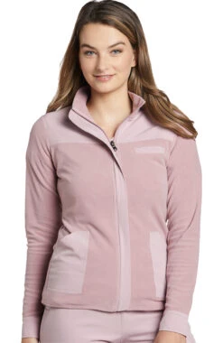 Women's Mixed Media Solid Scrub Jacket