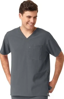 Clearance Men's Knit Panel Solid Scrub Top