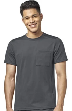 Men's Moto Knit Crew Neck Solid Scrub Top