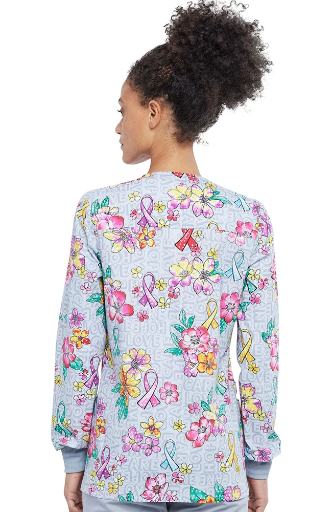 Clearance Women's Friendly Flowers Print Scrub Jacket Cherokee Clearance Women's Friendly Flowers Print Scrub Jacket -Medical Clothing Store 2 ck ck301 printclearance 650 11