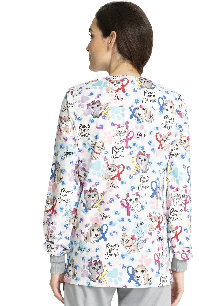 Clearance Women's Snap Front Paws For A Cause Print Jacket Cherokee Clearance Women's Snap Front Paws For A Cause Print Jacket -Medical Clothing Store 2 ck ck301 printclearance 650 9