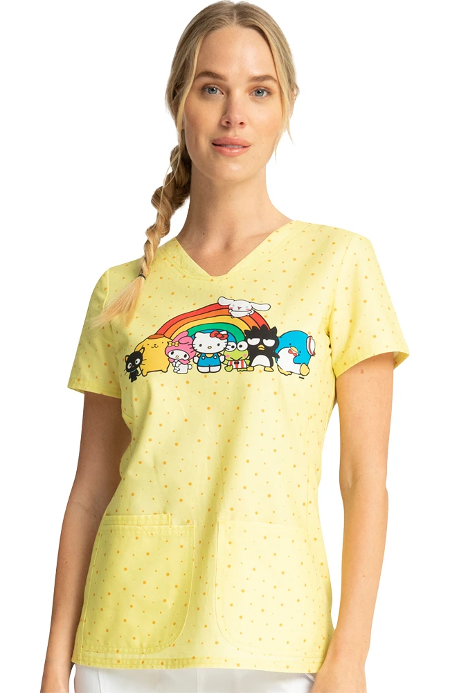 Clearance Women's Under The Rainbow Print Scrub Top Cherokee Clearance Women's Under The Rainbow Print Scrub Top -Medical Clothing Store 2 ck tf772 printclearance 650