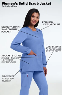 Women's Solid Scrub Jacket With Tablet Pocket -Medical Clothing Store 3 ah b2203 650