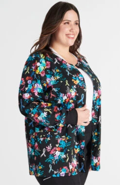 Cherokee Women's Warm Up Hopeful Bouquets Print Jacket -Medical Clothing Store 3 ck ck301 print 650