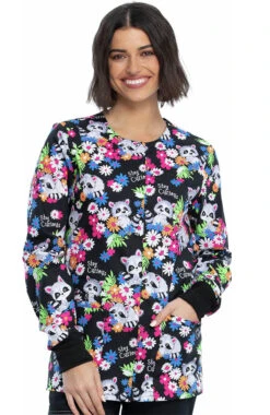 Cherokee Clearance Women's Stay Curious Print Scrub Jacket -Medical Clothing Store 3 ck ck301 printclearance 650 12
