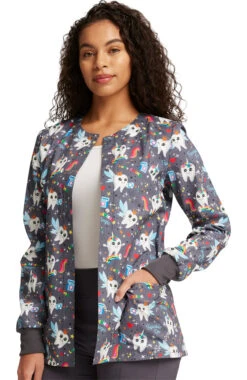 Cherokee Clearance Women's Warm Up Toothicorn Magic Print Jacket -Medical Clothing Store 3 ck ck301 printclearance 650