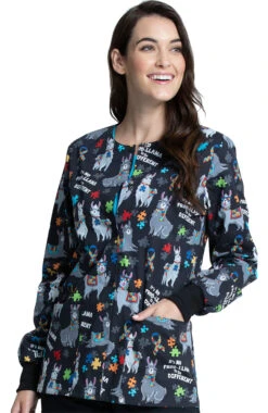 Cherokee Clearance Women's Llama Love Print Scrub Jacket -Medical Clothing Store 3 ck ck301 printclearance 650 3