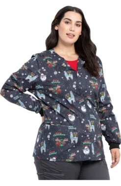 Cherokee Clearance Women's Merry Whatever Print Scrub Jacket -Medical Clothing Store 3 ck ck301 printclearance 650 9