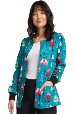 Cherokee Clearance Women's Happy Holidogs Print Jacket -Medical Clothing Store 3 ck ck321 printclearance 650 1