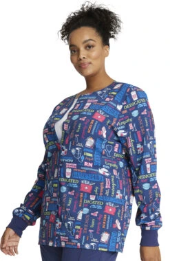 Cherokee Clearance Women's Snap Front Scrub Life Print Jacket -Medical Clothing Store 3 ck ck321 printclearance 650 2