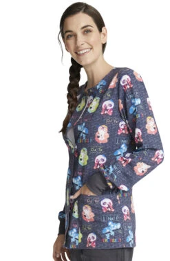 Cherokee Clearance Women's Snap Front Science Friends Print Jacket -Medical Clothing Store 3 ck ck321 printclearance 650 4