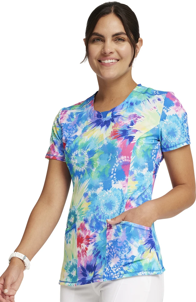 Women's Tie Dye Burst Print Scrub Top Cherokee Women's Tie Dye Burst Print Scrub Top -Medical Clothing Store 3 ck ck609 print 650 1