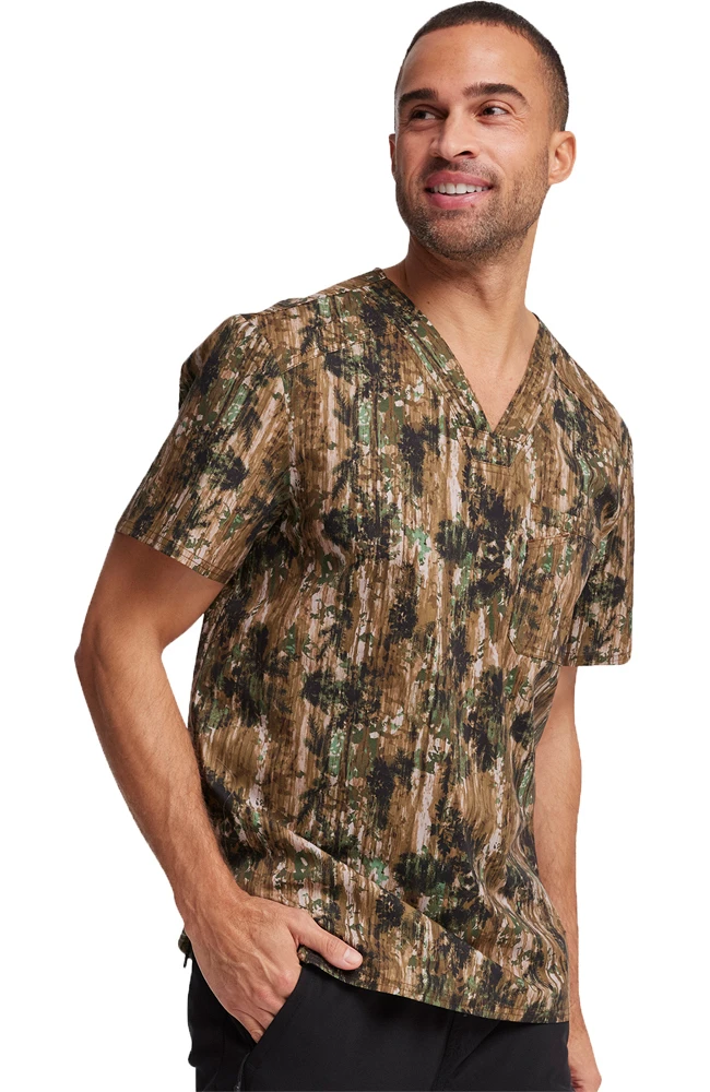 Clearance Men's Outdoor Life Print Scrub Top Cherokee Clearance Men's Outdoor Life Print Scrub Top -Medical Clothing Store 3 ck ck692 printclearance 650 3