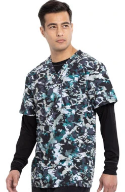 Cherokee Clearance Men's Cool Down Camo Print Scrub Top -Medical Clothing Store 3 ck ck920 printclearance 650