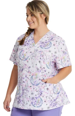 Women's Starlight Tink Print Scrub Top 2 Women's Starlight Tink Print Scrub Top -Medical Clothing Store 3 ck hs663 print 650