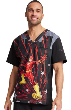 Cherokee Clearance Men's Fast As Lightning Print Scrub Top -Medical Clothing Store 3 ck tf700 printclearance 650