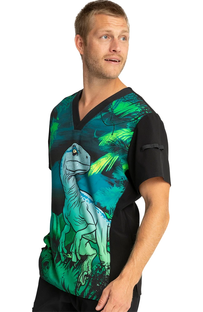 Clearance Men's Jungle Nights Print Scrub Top Cherokee Clearance Men's Jungle Nights Print Scrub Top -Medical Clothing Store 3 ck tf708 printclearance 650 1