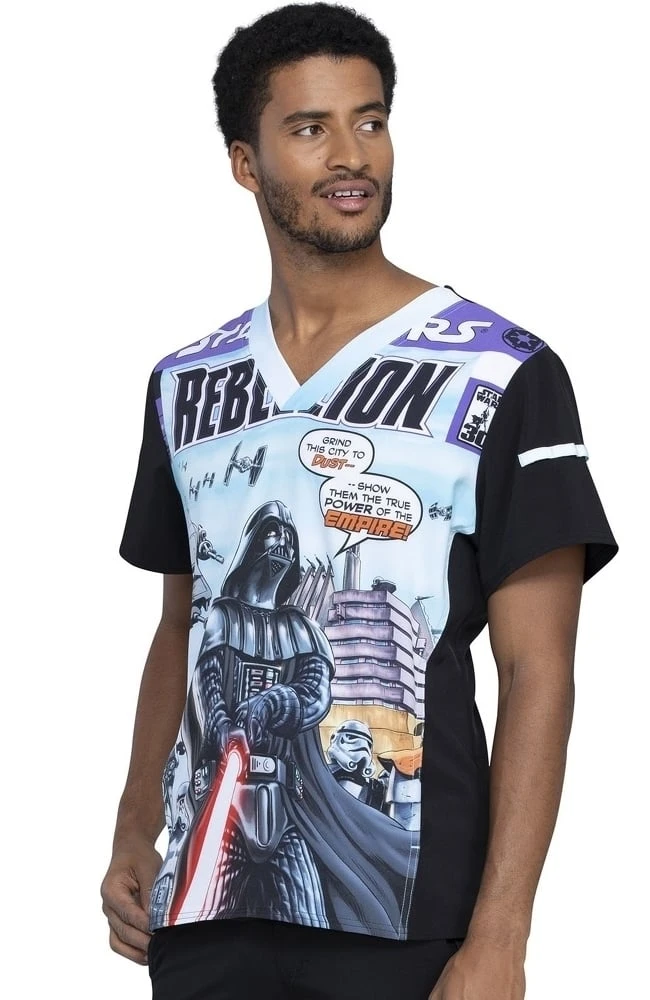 Clearance Men's Rebellion Print Scrub Top Cherokee Clearance Men's Rebellion Print Scrub Top -Medical Clothing Store 3 ck tf708 printclearance 650 5