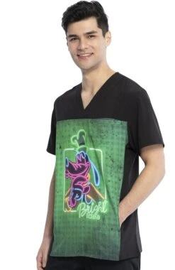 Cherokee Clearance Men's Goofy Neon Print Scrub Top -Medical Clothing Store 3 ck tf712 printclearance 650