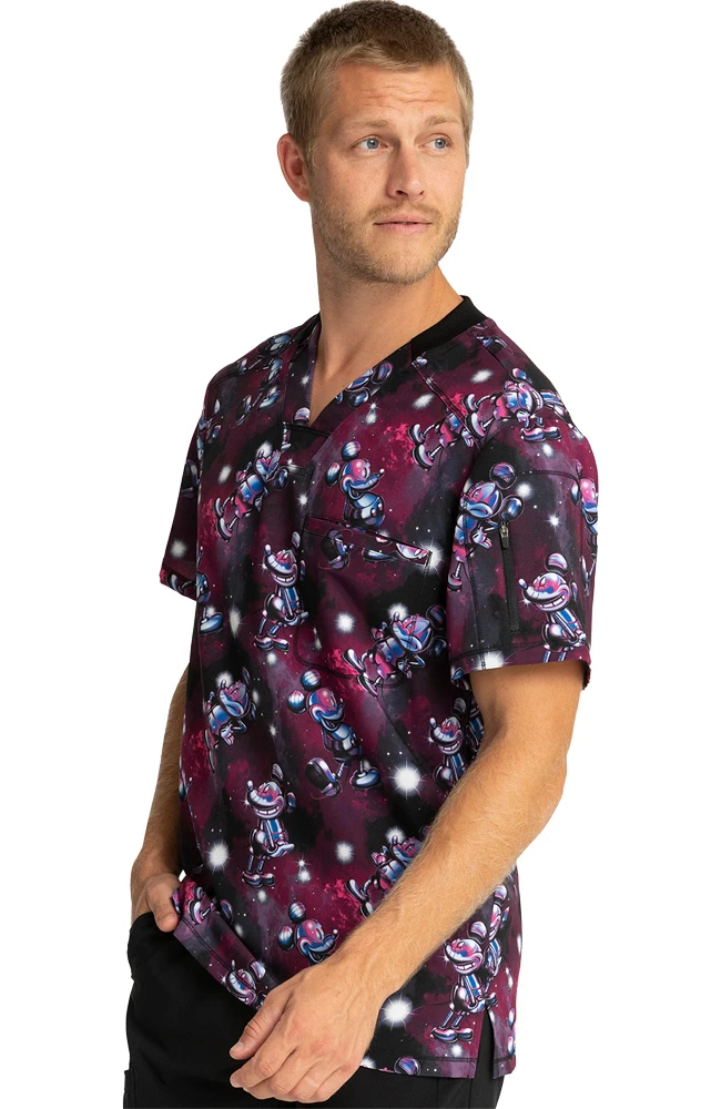 Clearance Men's Metallic Mickey Print Scrub Top Cherokee Clearance Men's Metallic Mickey Print Scrub Top -Medical Clothing Store 3 ck tf730 printclearance 650