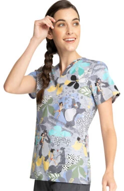 Cherokee Clearance Women's Boogie Bear Print Scrub Top -Medical Clothing Store 3 ck tf738 printclearance 650