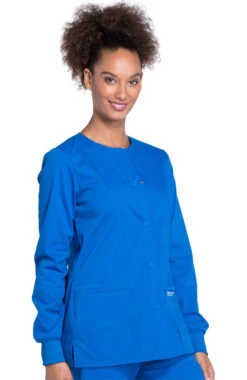 Clearance Women's Snap Front Warm-Up Solid Scrub Jacket 2 Clearance Women's Snap Front Warm-Up Solid Scrub Jacket -Medical Clothing Store 3 ck ww340 clearance 650