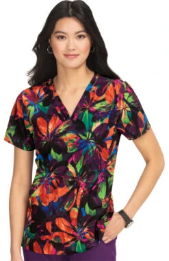 Clearance Planet Koi Women's Aria Falling Leaves Print Scrub Top -Medical Clothing Store 3 ko 1075pr printclearance 650