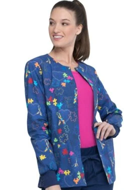 Cherokee Clearance Women's Piece Of My Heart Print Scrub Jacket -Medical Clothing Store 4 ck ck301 printclearance 650 1