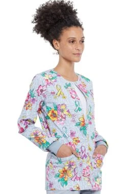 Cherokee Clearance Women's Friendly Flowers Print Scrub Jacket 3 Cherokee Clearance Women's Friendly Flowers Print Scrub Jacket -Medical Clothing Store 4 ck ck301 printclearance 650 10