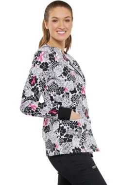 Cherokee Clearance Women's Snap Front Floral Print Scrub Jacket -Medical Clothing Store 4 ck ck301 printclearance 650 2