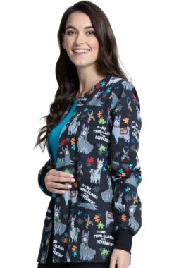 Cherokee Clearance Women's Llama Love Print Scrub Jacket -Medical Clothing Store 4 ck ck301 printclearance 650 3