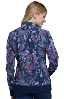 Cherokee Clearance Women's Zip Front Warm-Up Floral Print Scrub Jacket -Medical Clothing Store 4 ck ck308 printclearance 650 1