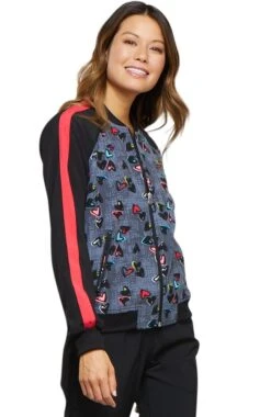 Cherokee Clearance Women's Zip Front Heart Print Scrub Jacket -Medical Clothing Store 4 ck ck309 printclearance 650 1