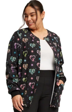 Cherokee Women's Snap Front Care Flor-All Print Scrub Jacket -Medical Clothing Store 4 ck ck321 print 650 1