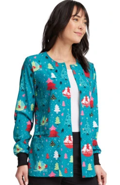 Cherokee Clearance Women's Happy Holidogs Print Jacket -Medical Clothing Store 4 ck ck321 printclearance 650 1
