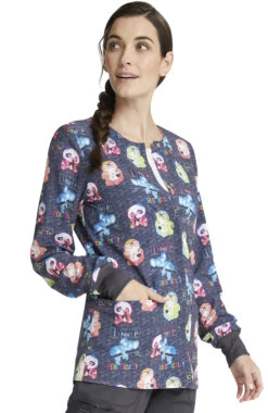 Cherokee Clearance Women's Snap Front Science Friends Print Jacket -Medical Clothing Store 4 ck ck321 printclearance 650 4