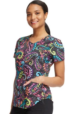 Cherokee Clearance Women's Painted Paisley Print Scrub Top 3 Cherokee Clearance Women's Painted Paisley Print Scrub Top -Medical Clothing Store 4 ck ck637 printclearance 650