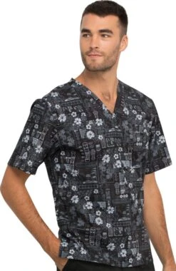 Cherokee Clearance Men's Its Tiki Time Print Scrub Top -Medical Clothing Store 4 ck ck675 printclearance 650