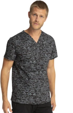 Cherokee Clearance Men's Sea Sketch Print Scrub Top -Medical Clothing Store 4 ck ck691 printclearance 650