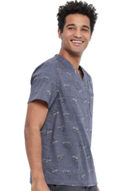 Cherokee Clearance Men's Rawrsome Print Scrub Top -Medical Clothing Store 4 ck ck692 printclearance 650 1