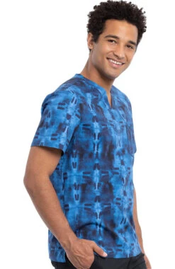 Cherokee Clearance Men's Geo Tie Dye Print Scrub Top -Medical Clothing Store 4 ck ck692 printclearance 650 2
