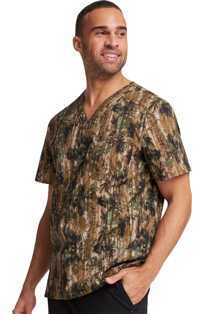 Clearance Men's Outdoor Life Print Scrub Top Cherokee Clearance Men's Outdoor Life Print Scrub Top -Medical Clothing Store 4 ck ck692 printclearance 650 3
