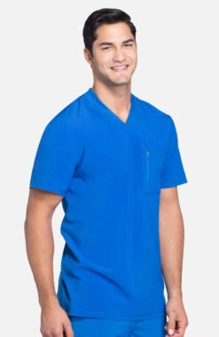 Cherokee Men's V-Neck Knit Panel Solid Scrub Top -Medical Clothing Store 4 ck ck910a 650