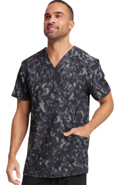 Cherokee Clearance Men's Crosstown Texture Print Scrub Top -Medical Clothing Store 4 ck ck920 printclearance 650 1