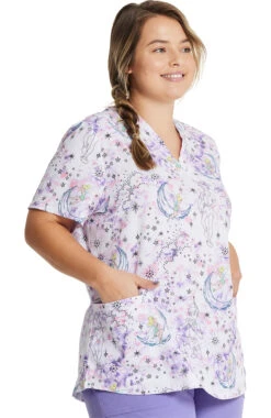Women's Starlight Tink Print Scrub Top 3 Women's Starlight Tink Print Scrub Top -Medical Clothing Store 4 ck hs663 print 650