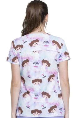 Cherokee Clearance Women's V-Neck Star Wars Print Scrub Top -Medical Clothing Store 4 ck tf666 printclearance 650