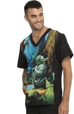 Cherokee Clearance Men's Jedi Master I Am Print Scrub Top 3 Cherokee Clearance Men's Jedi Master I Am Print Scrub Top -Medical Clothing Store 4 ck tf708 printclearance 650 2