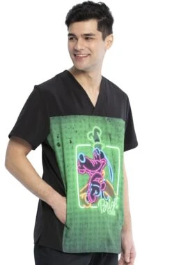 Cherokee Clearance Men's Goofy Neon Print Scrub Top -Medical Clothing Store 4 ck tf712 printclearance 650